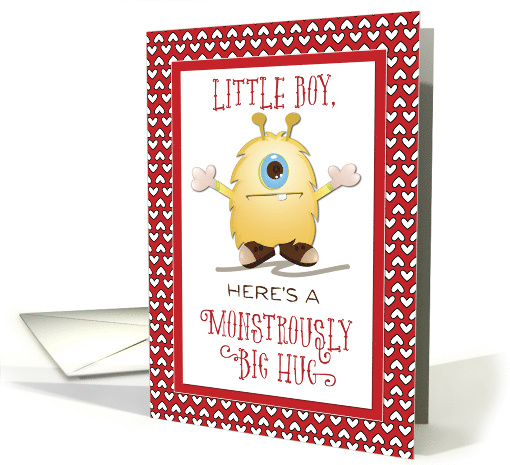 Little Boy Monster Hug Valentine Hearts Kid card (1458072)