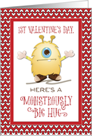 1st Valentines Day Monster Hug Valentine Hearts Kids Baby card