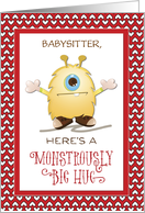 Customize for Any Relation Babysitter Monster Hug Valentine Hearts card