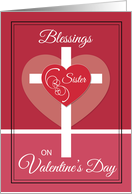 Sister Nun Valentines Day Blessings Heart Cross Religious card