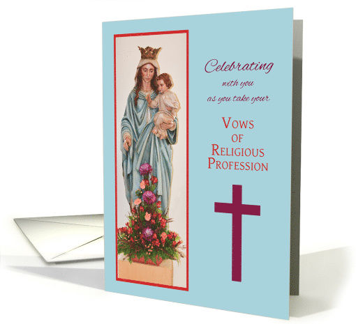 Taking Vows Nun Mary Holding Baby Jesus with Flowers card (1468320)