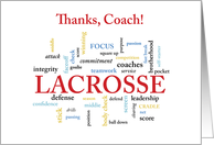 Lacrosse Coach Thanks in Words card