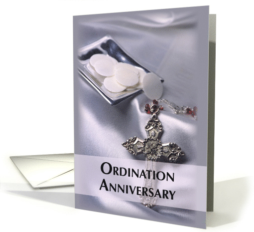 Ordination Anniversary Congratulations Hosts and Cross card (1476768)