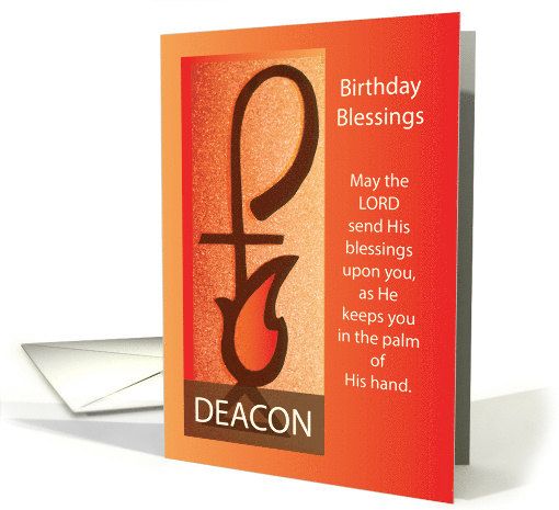 Deacon Birthday Shepherd Staff and Flame Religious card (1478862)