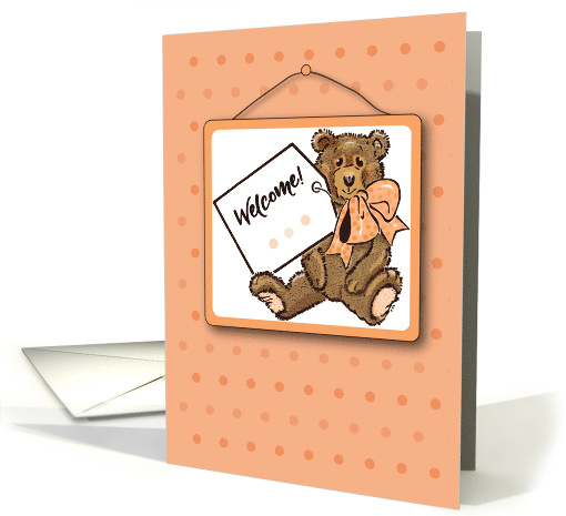 New Baby Congratulations Teddy Bear with Orange and Brown card