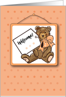 New Baby Congratulations Teddy Bear with Orange and Brown card