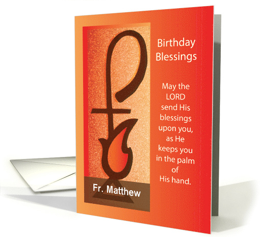 Custom Name Birthday Shepherd Staff and Flame Religious card (1479200)