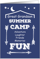 Great Grandson Camp Fun Navy Blue White Arrows Thinking of You card