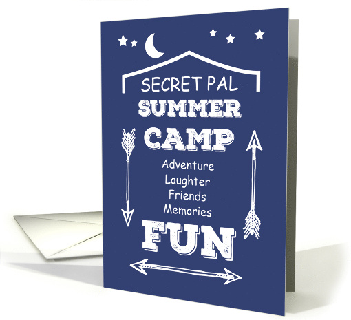 Secret Pal Camp Fun Navy Blue White Arrows Thinking of You card