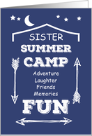 Sister Camp Fun Navy Blue White Arrows Thinking of You card