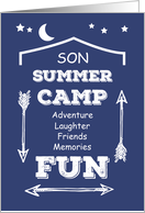 Son Camp Fun Navy Blue White Arrows Thinking of You card