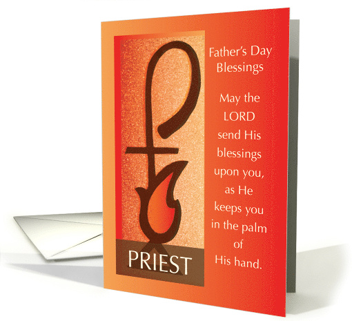 Priest Fathers Day Shepherd Staff and Flame Religious card (1479942)