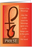 Priest Fathers Day Shepherd Staff and Flame Religious card