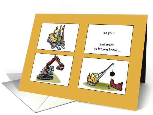 Custom Name Age Birthday Diggers Trucks card (1480806)