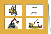 Custom Name Age Birthday Diggers Trucks card