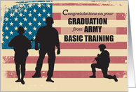 Army Basic Training Graduation Soldiers on Distressed American Flag card