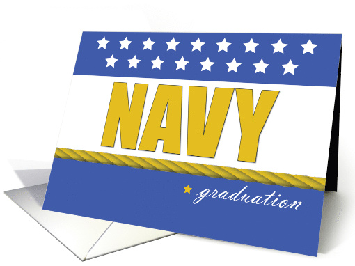 Navy Graduation Blue Gold with Stars Rope card (1481586)