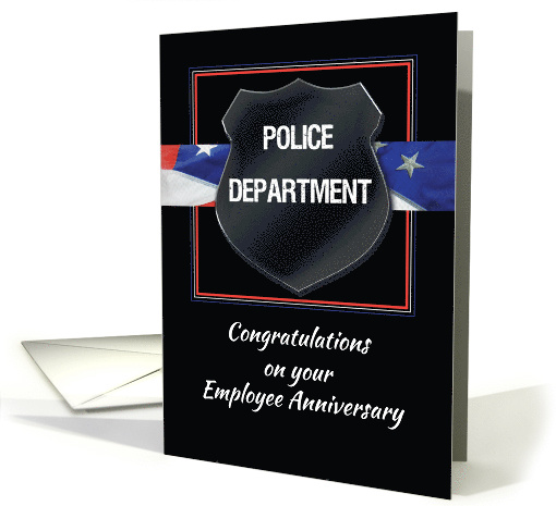 Police Employee Anniversary Congratulations Black Badge American card