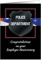 Police Employee Anniversary Congratulations Black Badge American card