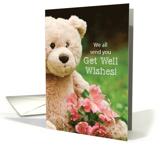 From Group Get Well Bearable Teddy Bear Flowers Religious card