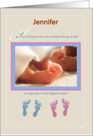 Twin Babies Boy and Girl Feet Customizable Name Shower Congratulation card