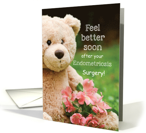 Endometriosis Surgery Feel Better Teddy Bear Get Well Religious card