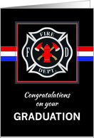 Fire Department Academy Graduation Emblem on Black card