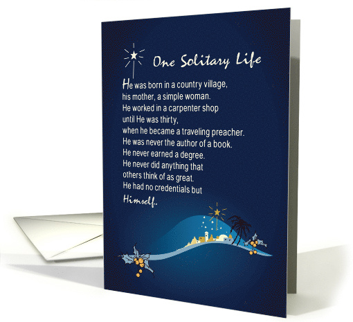 One Solitary Life Religious Christmas Card Dark Blue with... (1502356)