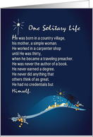 One Solitary Life Religious Christmas Card Dark Blue with Star Mange card