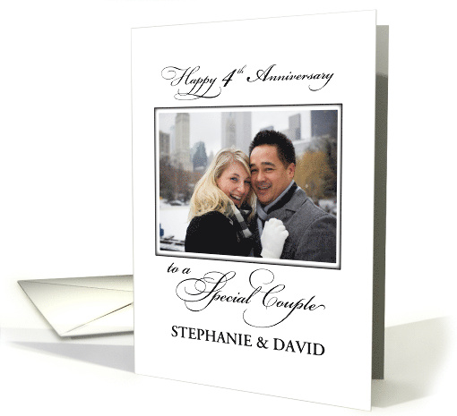 4th Wedding Anniversary Custom Name Photo Congratulations card