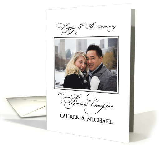 5th Wedding Anniversary Custom Name Photo Congratulations card