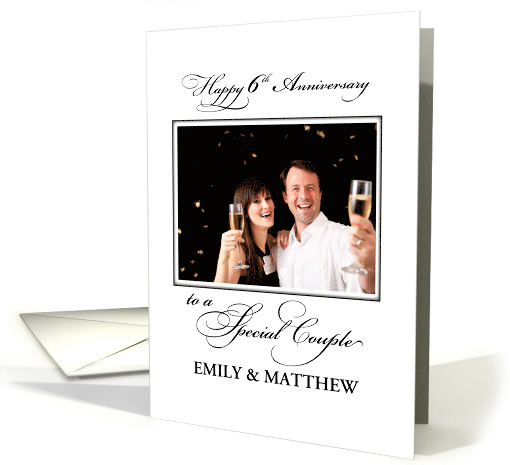 6th Wedding Anniversary Custom Name and Photo Congratulations card