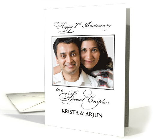 7th Wedding Anniversary Custom Name and Photo Congratulations card