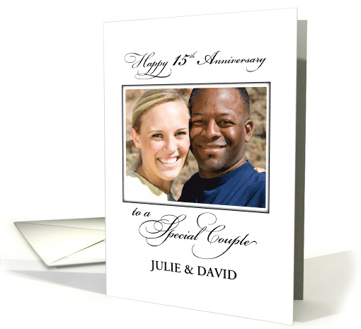 15th Wedding Anniversary Custom Name and Photo Congratulations card