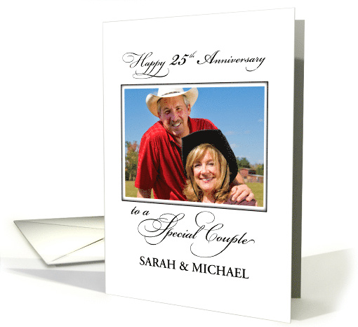 25th Wedding Anniversary Custom Name and Photo Congratulations card