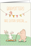 Thanks Babysitter Bear and Bunny card