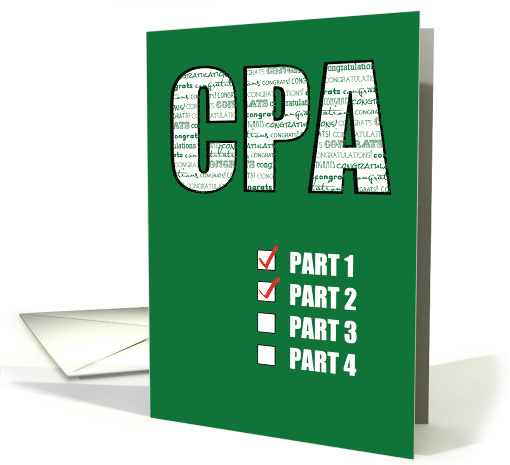 Passing 2 Parts CPA Congratulations Certified Public Accountant card