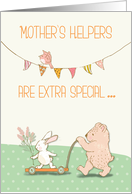 Mothers Helper Thanks Bear and Bunny card