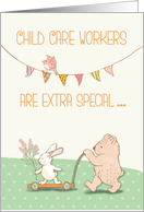 Childcare Workers Thanks Bear and Bunny card