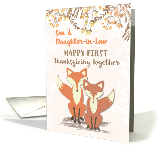 Son and Daughter in Law Newlyweds First Thanksgiving Foxes card