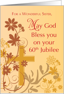 60th Jubilee Anniversary Nun Cross Swirls Flowers and Leaves card