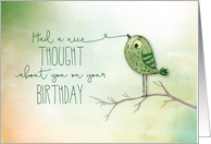 Birthday Bird with String on Branch Nature Animals card