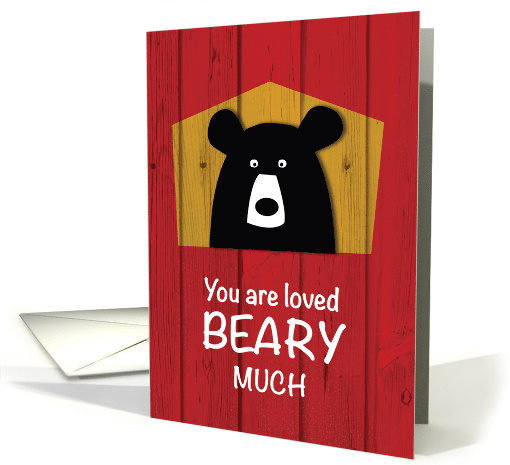 Valentine Bear Wishes on Red Wood Grain Look card (1508606)