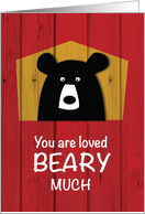 Valentine Bear Wishes on Red Wood Grain Look card