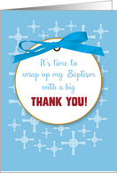 Boy Baptism Gift Thank You for Presents with Blue Digital Ribbon card