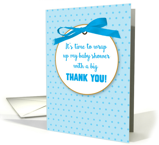 Baby Boy Shower Gift Thank You Blue Digital Ribbon card (1509798)