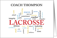 Personalize Name Lacrosse Coach Thanks Words card