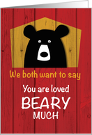 We Both Want to Say Valentine Bear Wishes on Red Wood Grain Look card