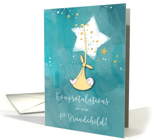 Fourth Grandchild Congratulations Baby in Stars card (1510786)