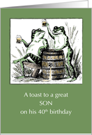 Son 40th Birthday Frogs Toasting with Beer card